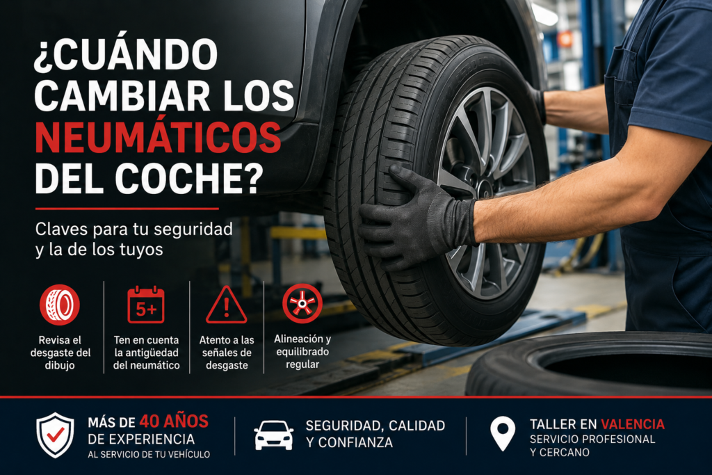 Revisión y cambio de neumáticos en Valencia para mejorar la seguridad y el rendimiento del coche.