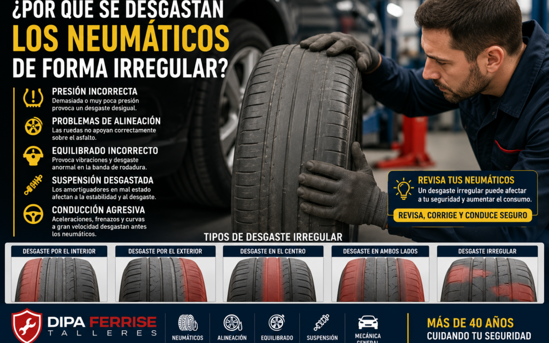 ¿Por qué se desgastan los neumáticos de forma irregular?
