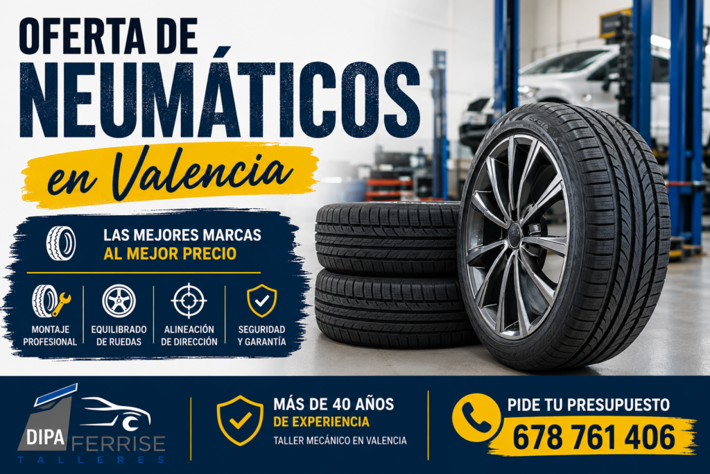 Oferta de neumáticos en Valencia con montaje profesional y equilibrado de ruedas.