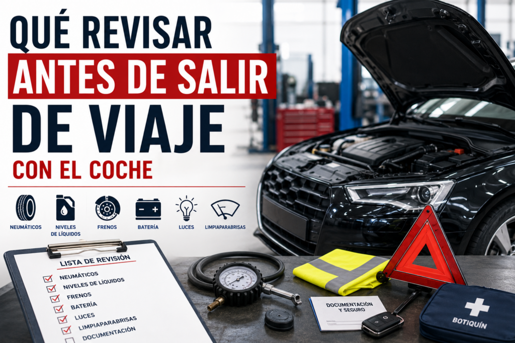 Revisión completa del coche antes de un viaje para garantizar la seguridad en carretera.