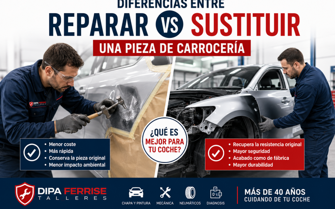 Diferencias entre reparar y sustituir una pieza de carrocería